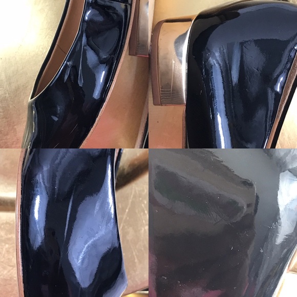 J. Crew Janey Flats Black Patent Leather Gold Heel - Picture 7 of 7